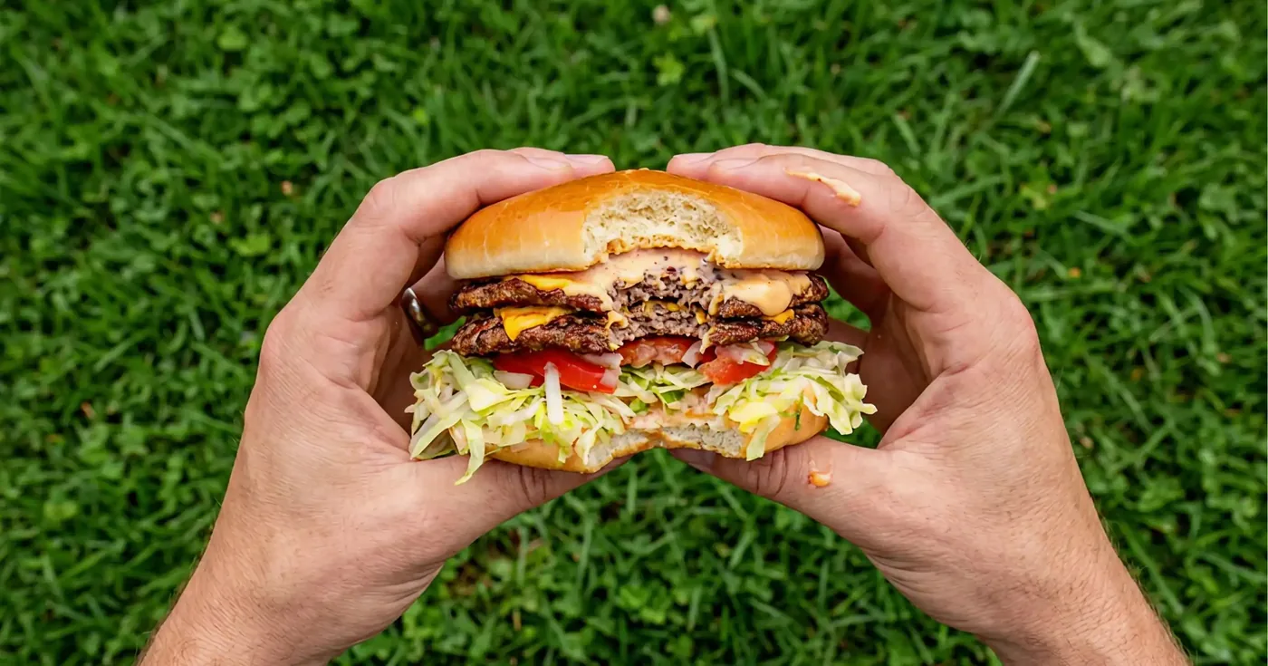 Omega Burgers combo for Lakewood neighbors, from the Bellflower location