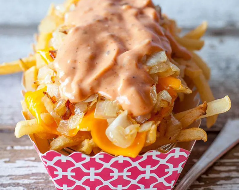Monster Fries at Omega Burgers, Bellflower