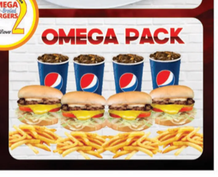 Omega Packs & Offers at Omega Burgers, Bellflower