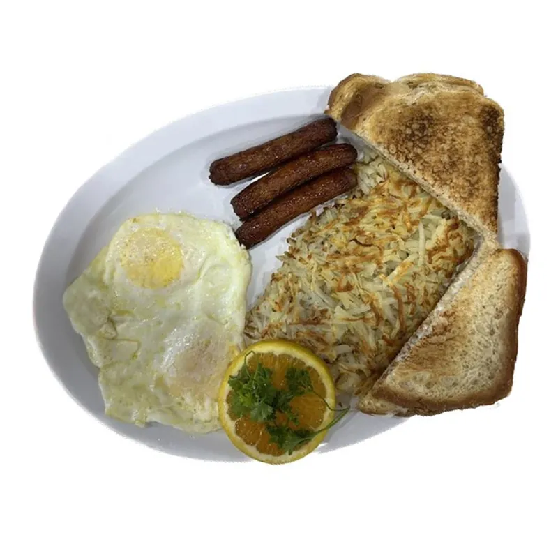 Sausage and Eggs at Omega Burgers, Bellflower