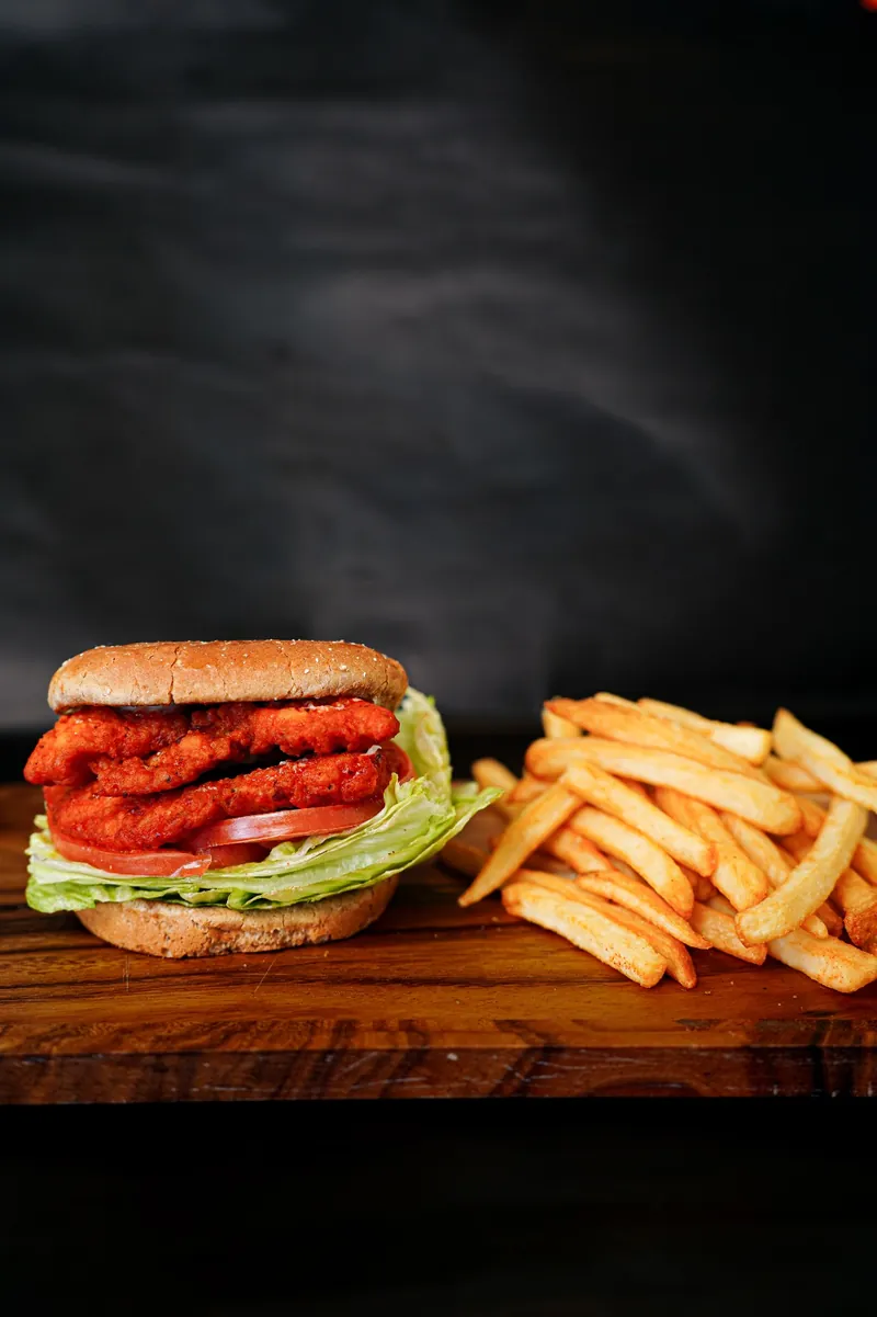 Buffalo Chicken Strip Sandwich at Omega Burgers, Bellflower